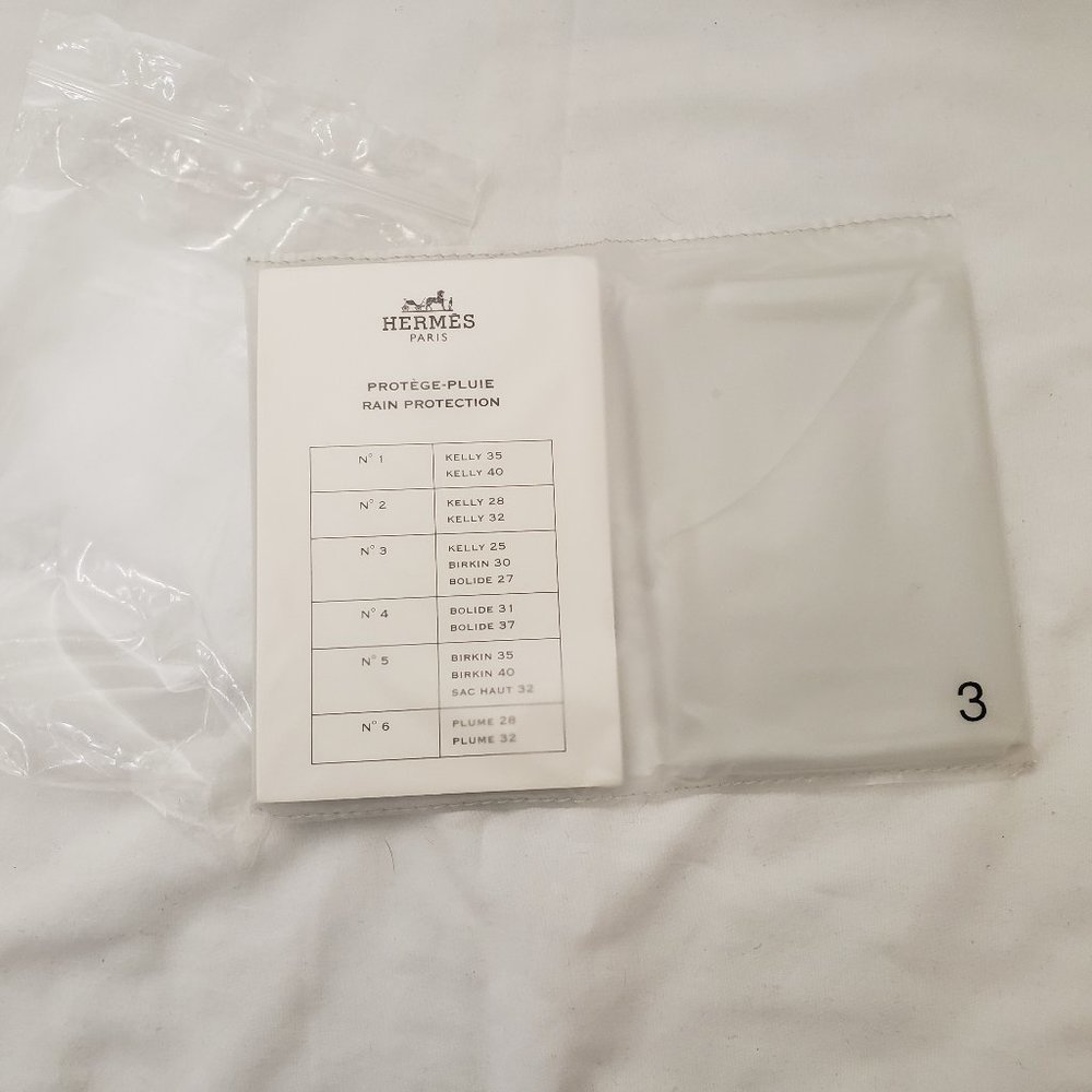 Authentic HERMES Rain Protection Cover Sac No 3 for Birkin 30 Kelly 25 Bolide 27